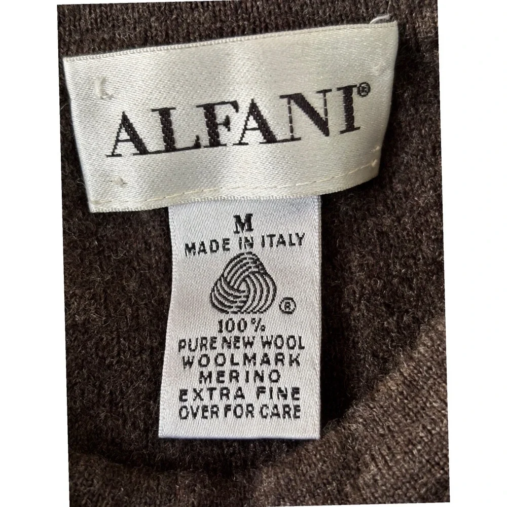 Alfani Womens Medium Grey‎ Merino Wool Ribbed Sweater Made in Italy Crew Neck M